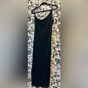 ARIANNA BY Rachel Kate Black Dress Full Length Asymmetrical One Shoulder Size 14